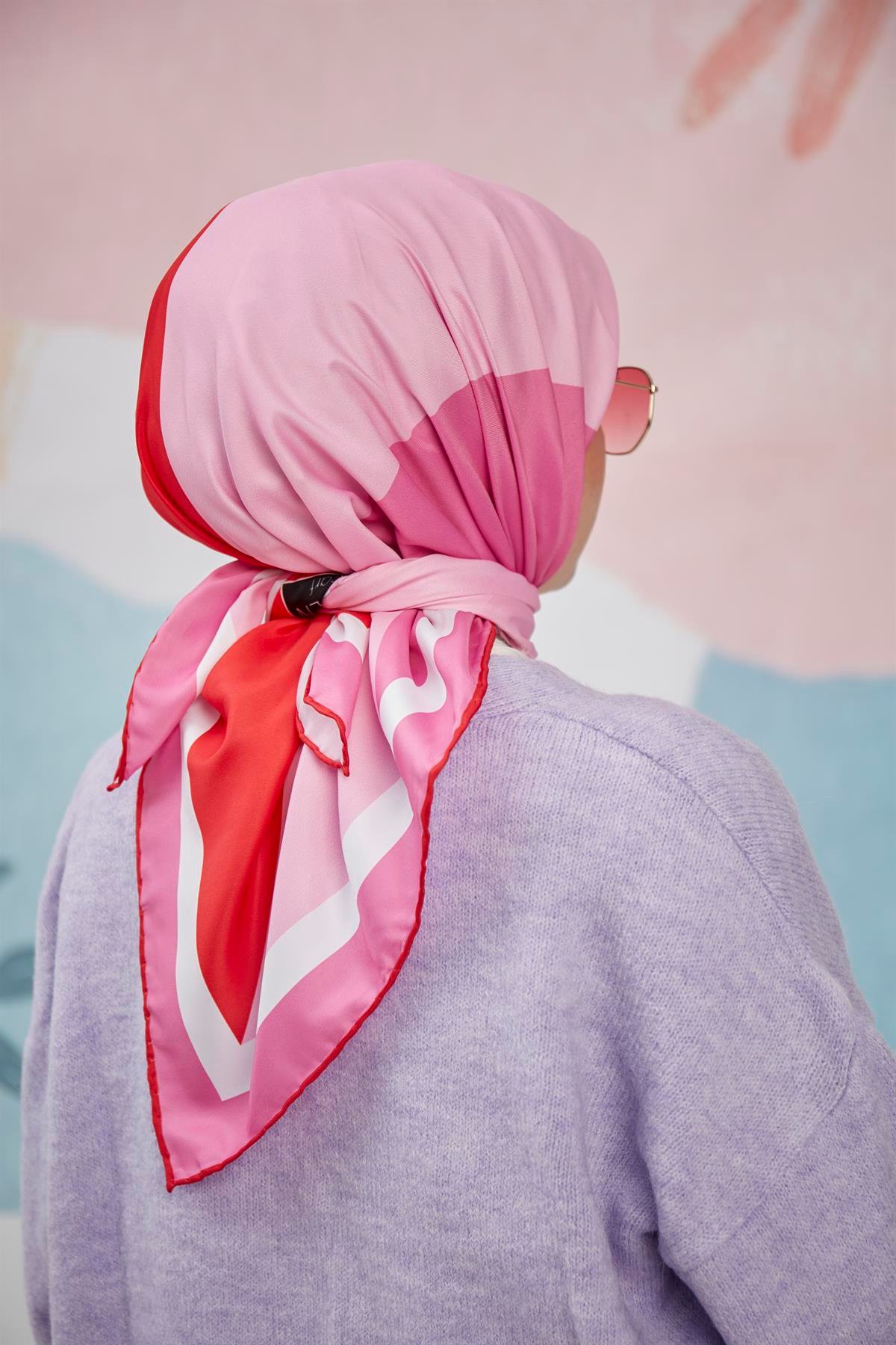 Dijital Baskılı Twill Eşarp Kırmızı