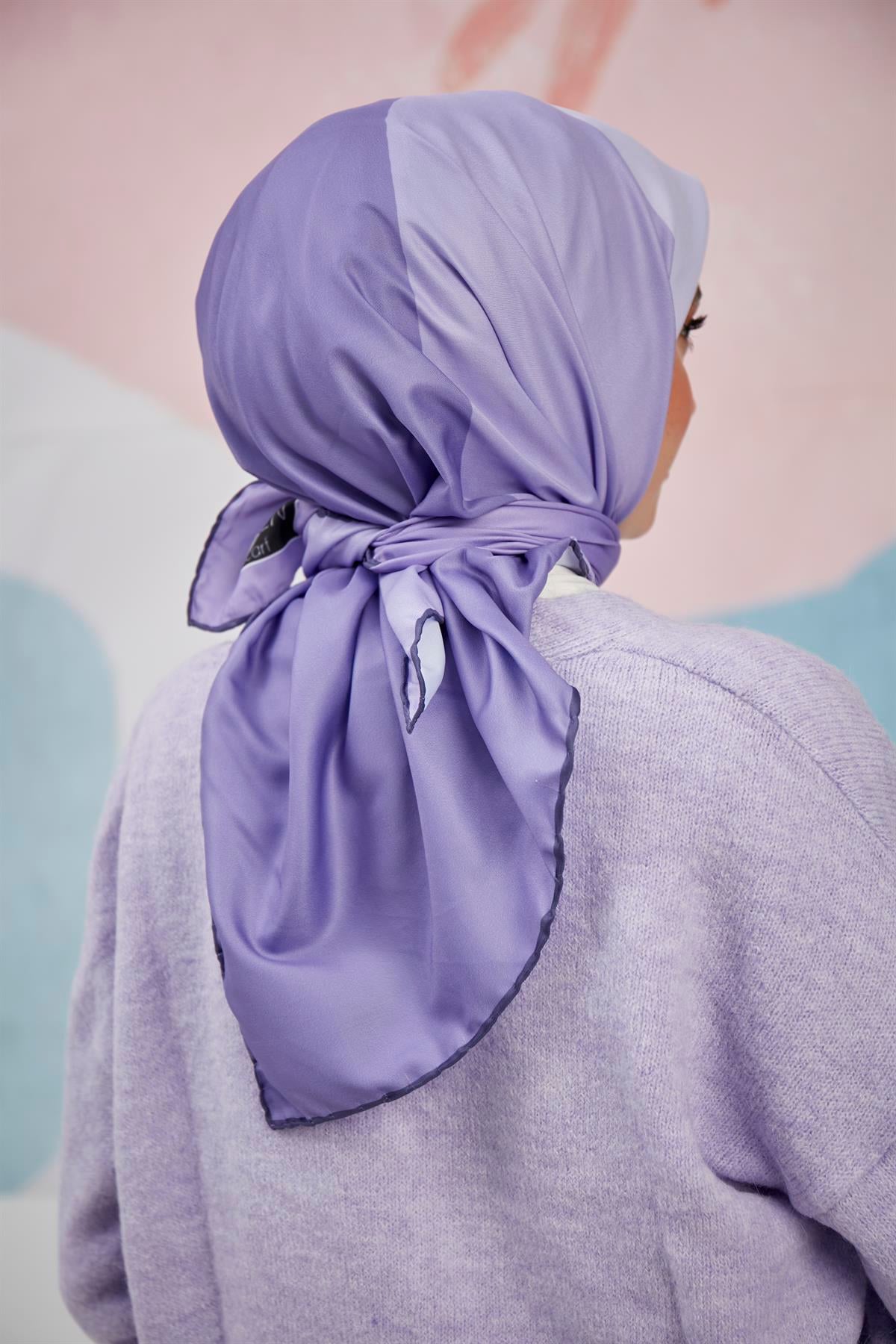 Dijital Baskılı Twill Eşarp Lila