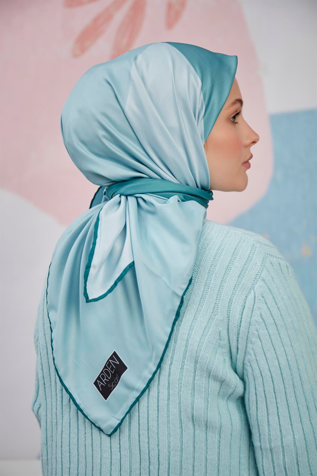 Dijital Baskılı Twill Eşarp Mint Yeşili