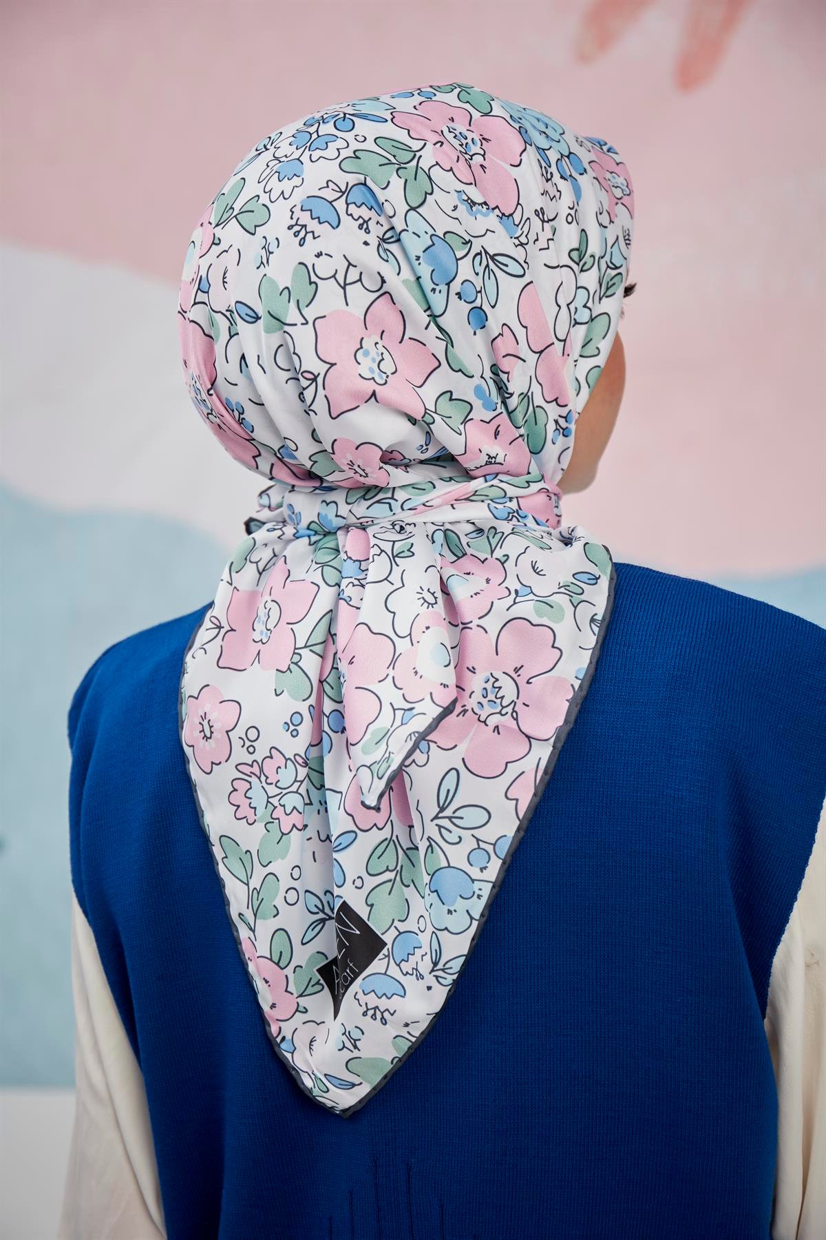 Dijital Baskılı Twill Eşarp Pembe
