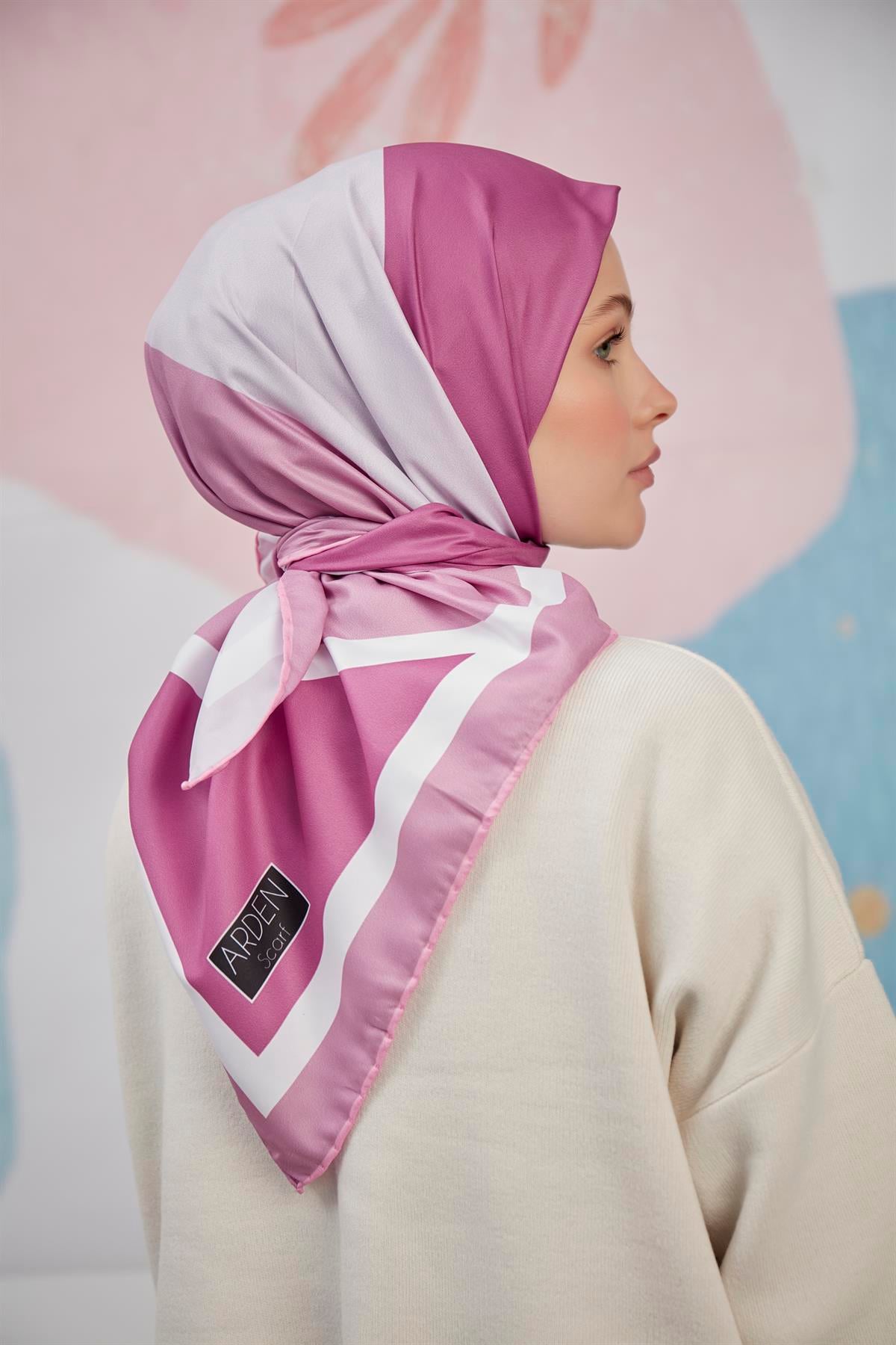 Dijital Baskılı Twill Eşarp Pembe