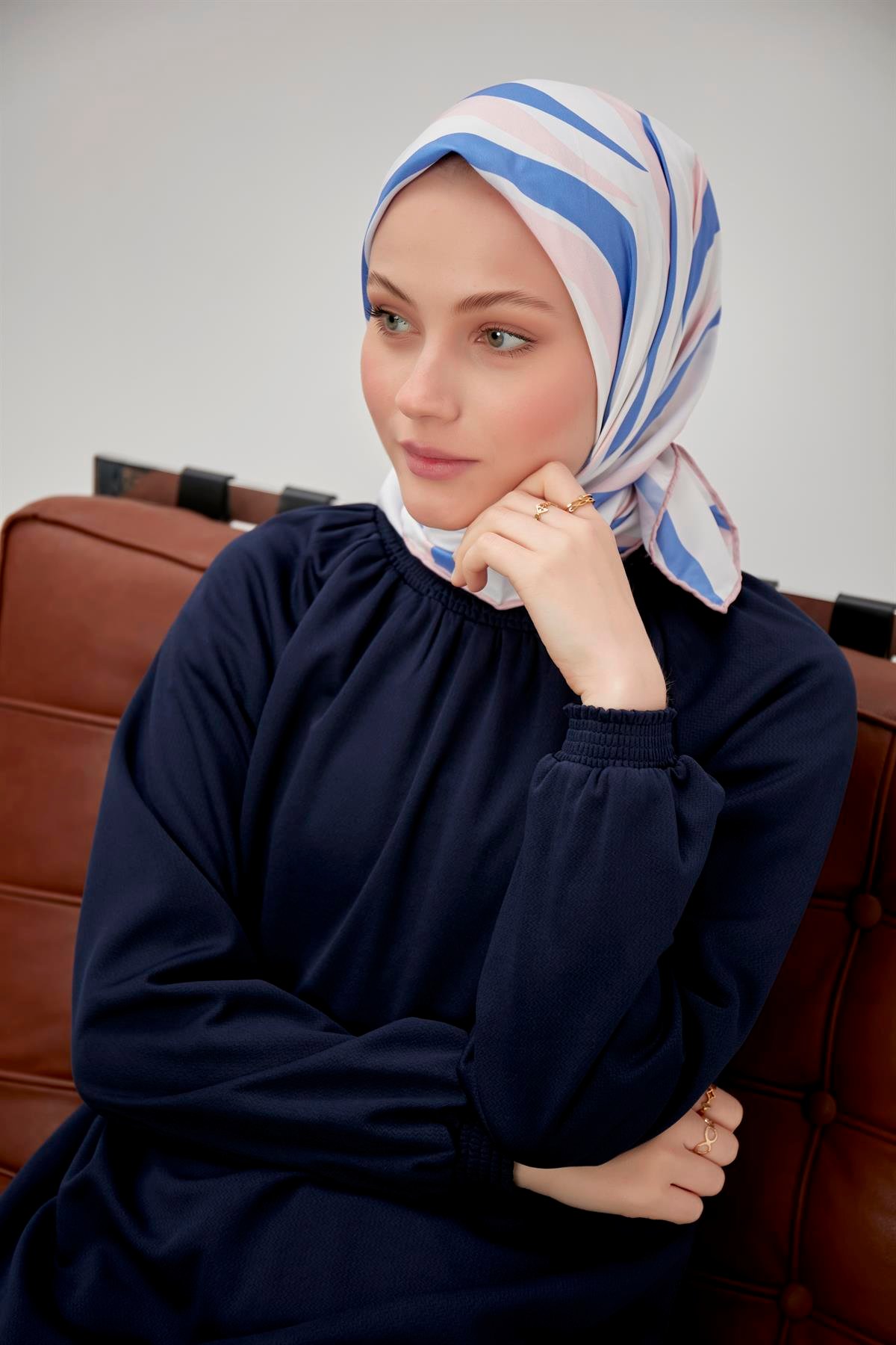 Dijital Baskılı Twill Eşarp Pudra