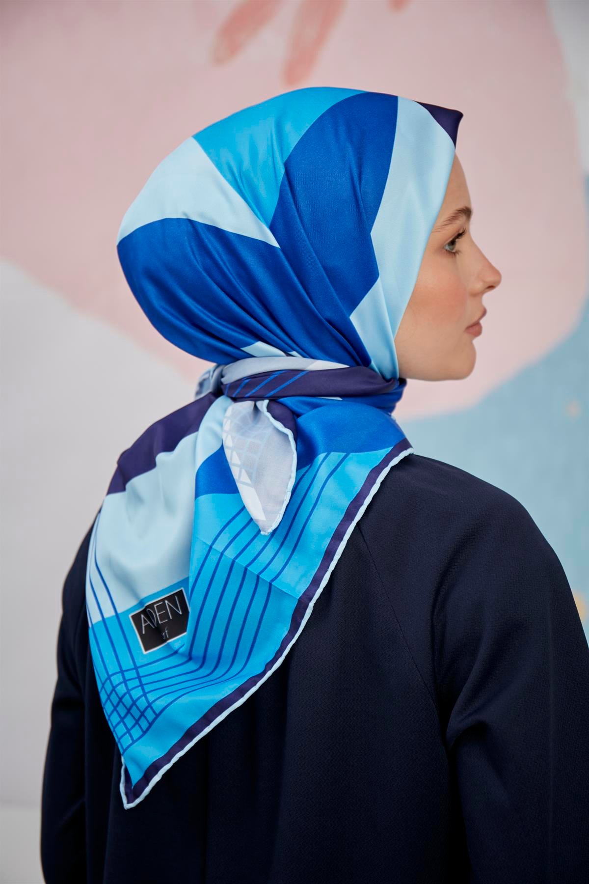 Dijital Baskılı Twill Eşarp Saks