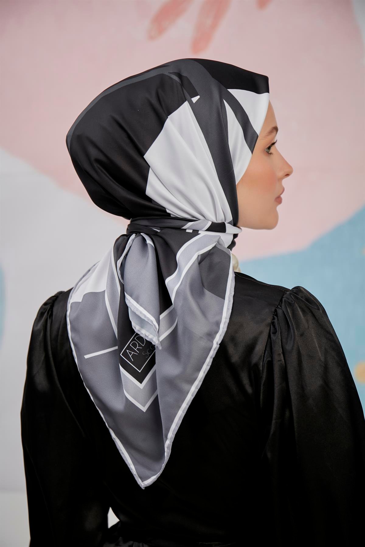 Dijital Baskılı Twill Eşarp Siyah