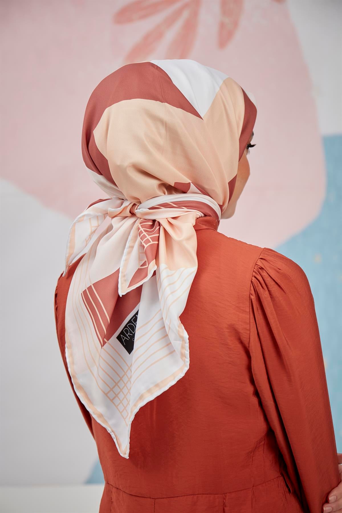 Dijital Baskılı Twill Eşarp Somon