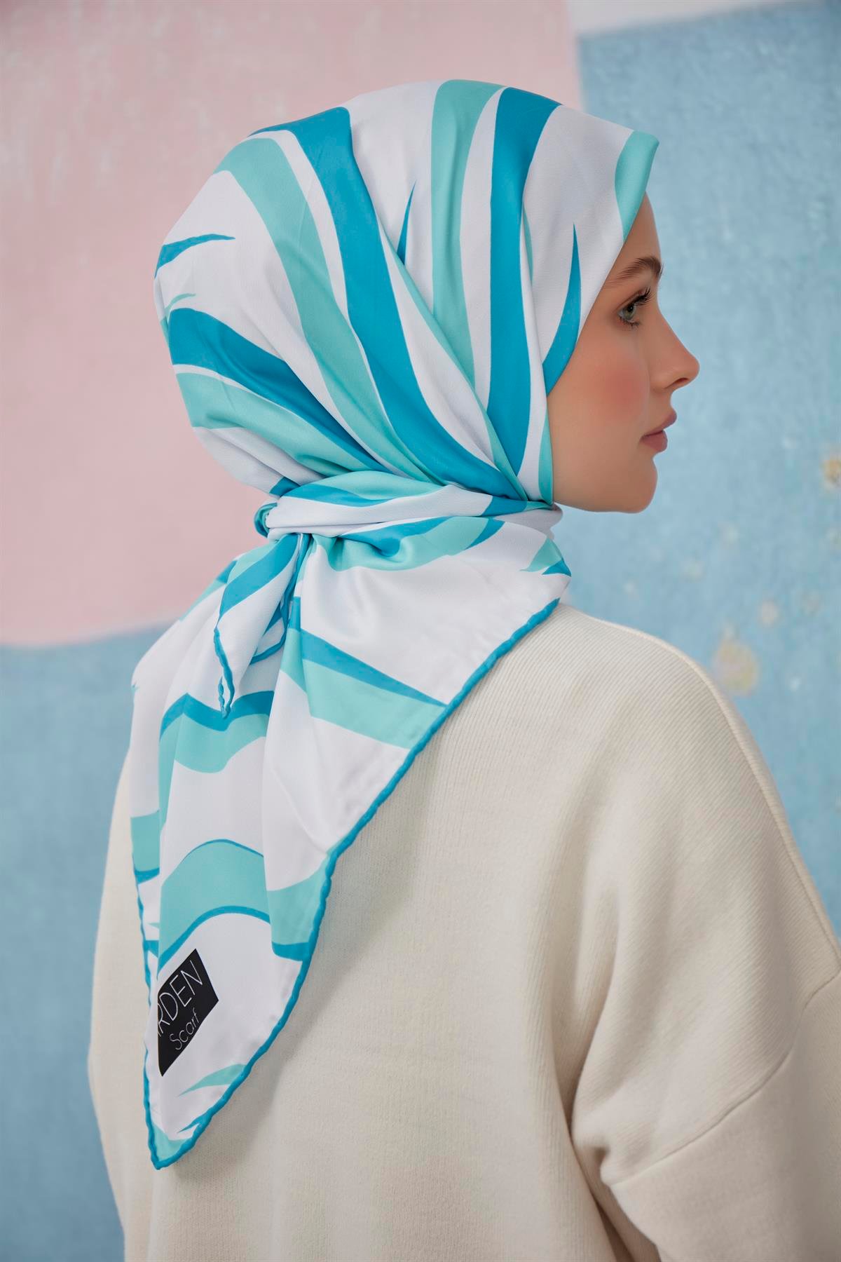 Dijital Baskılı Twill Eşarp Su Yeşili