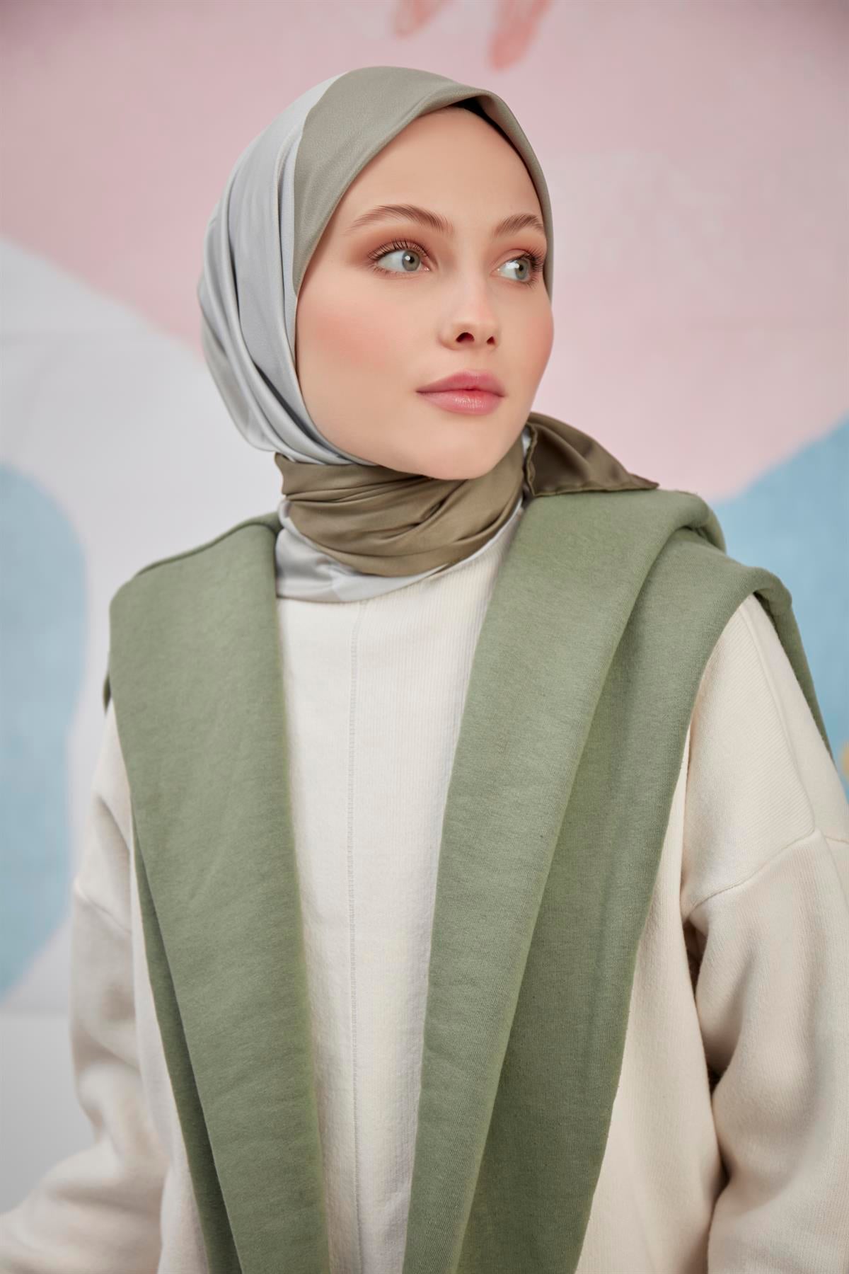 Dijital Baskılı Twill Eşarp Yeşil