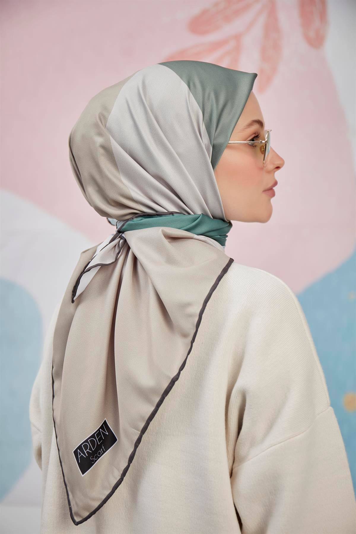 Dijital Baskılı Twill Eşarp Zümrüt