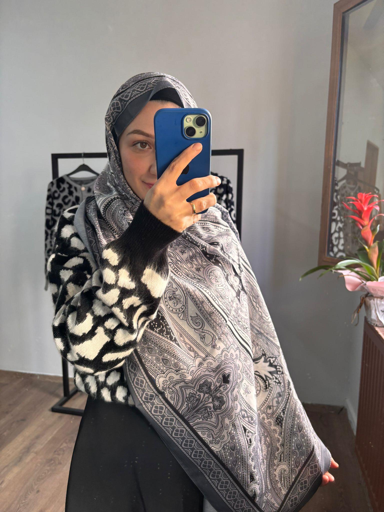 Dubai Desen Soft Şal Füme
