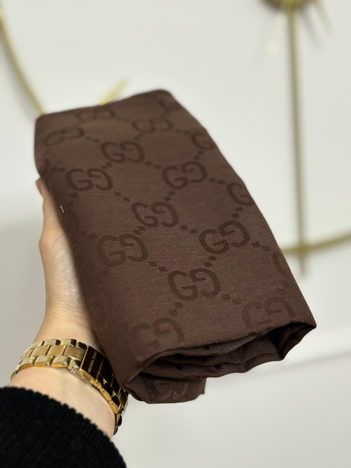 Gucci Desen Jakar Şal Acı Kahve