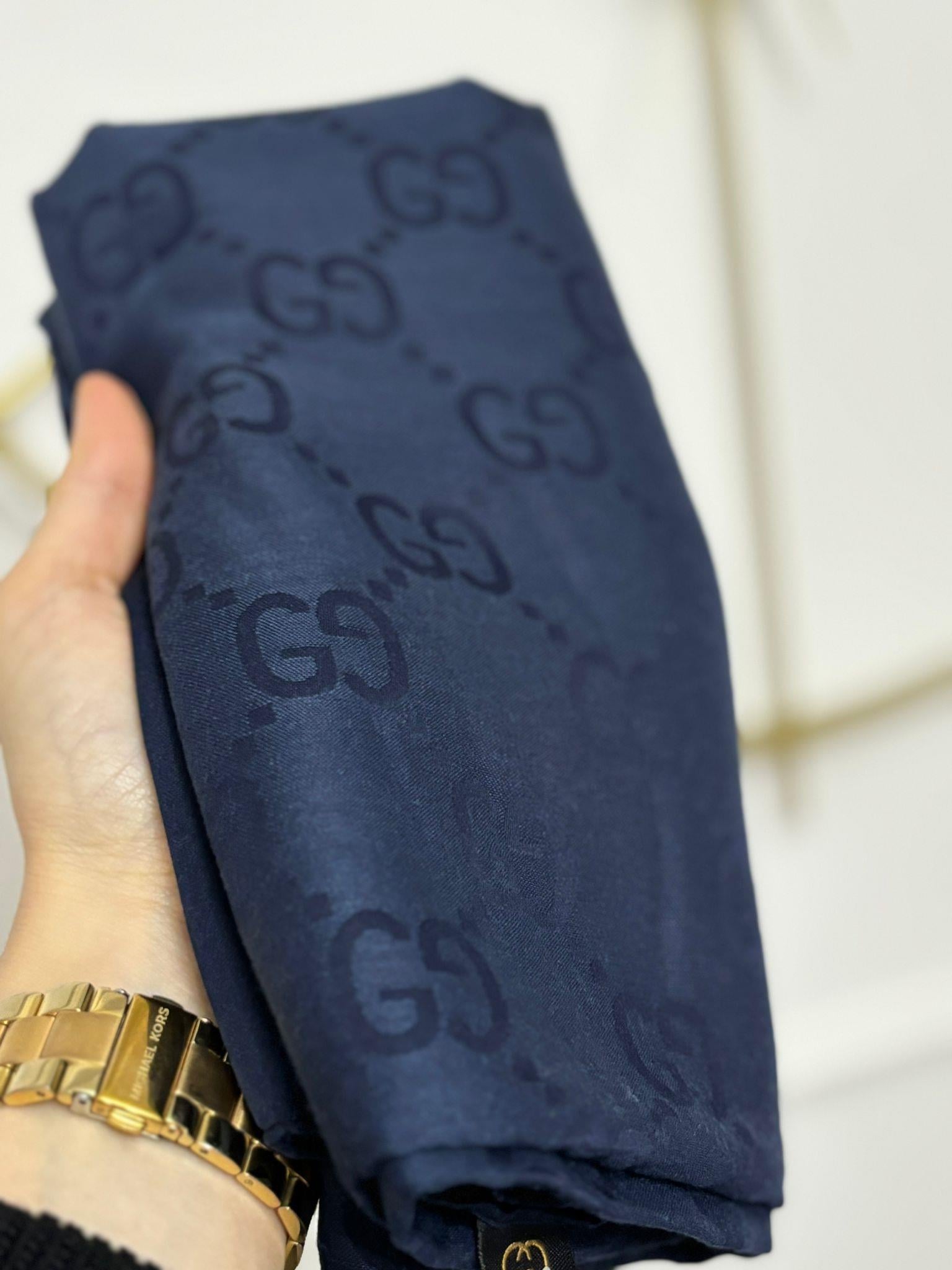 Gucci Desen Jakar Şal Lacivert
