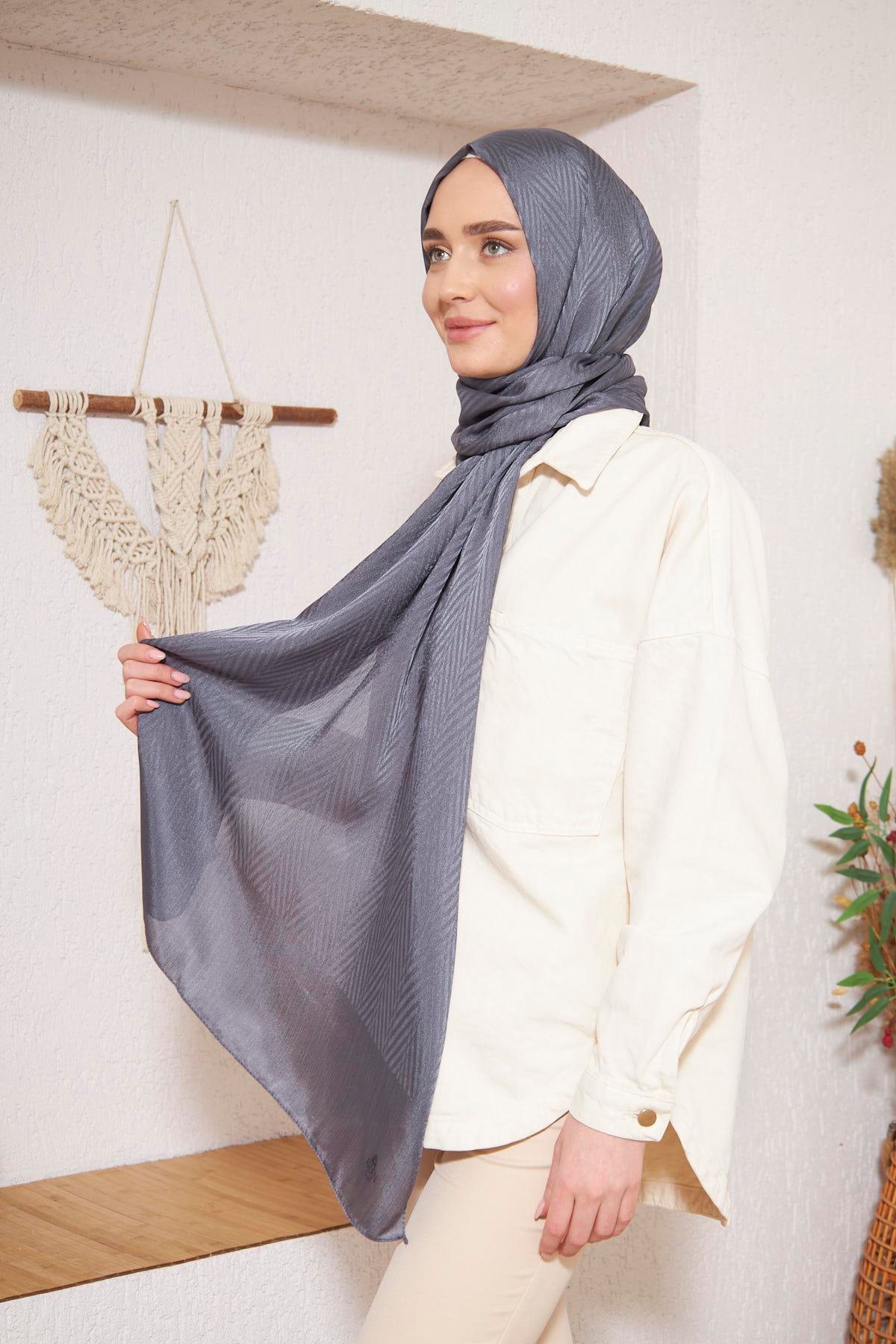 İtalyan İpeksi Jakar Şal Füme