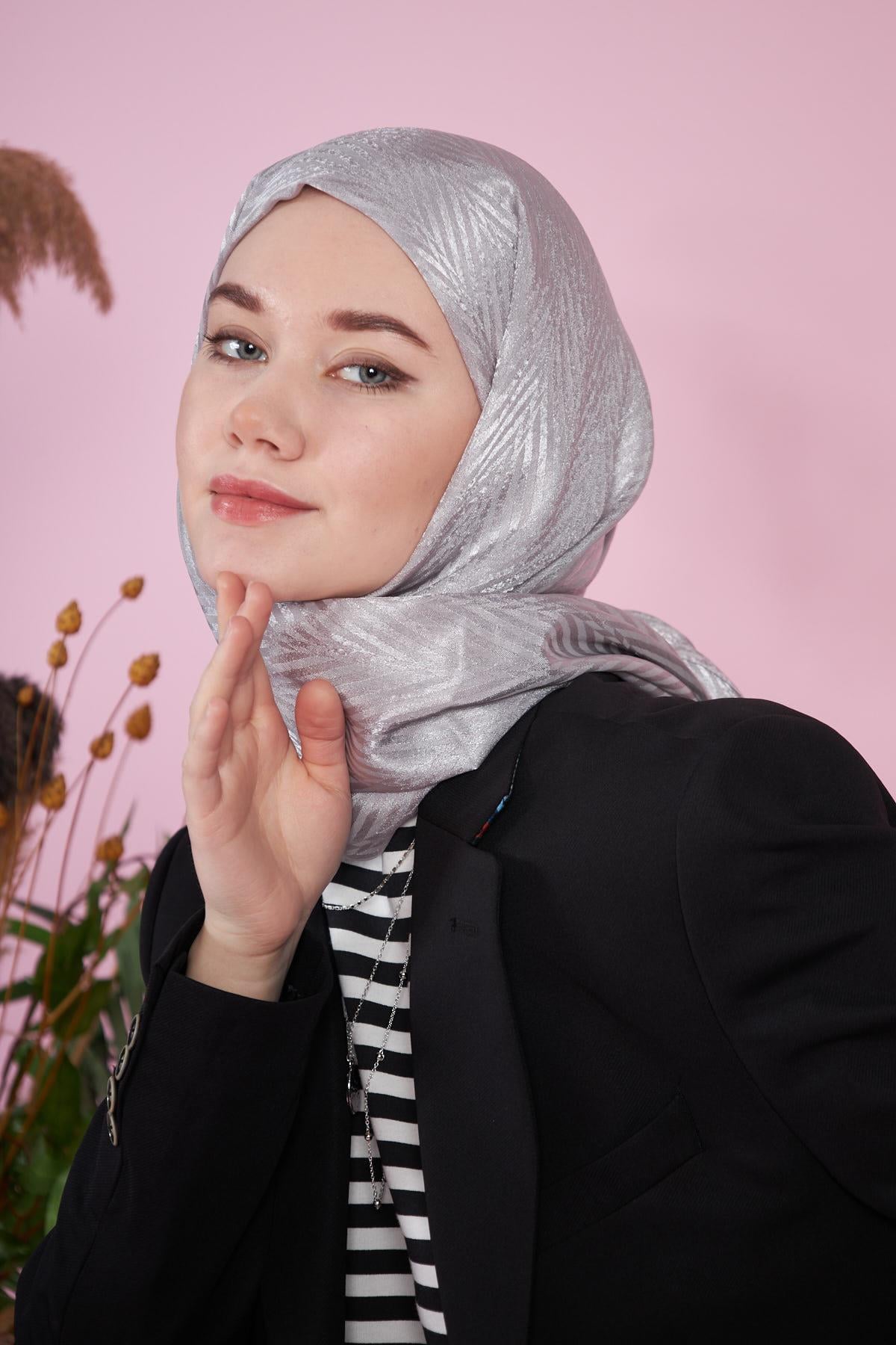 İtalyan İpeksi Jakar Şal Gri