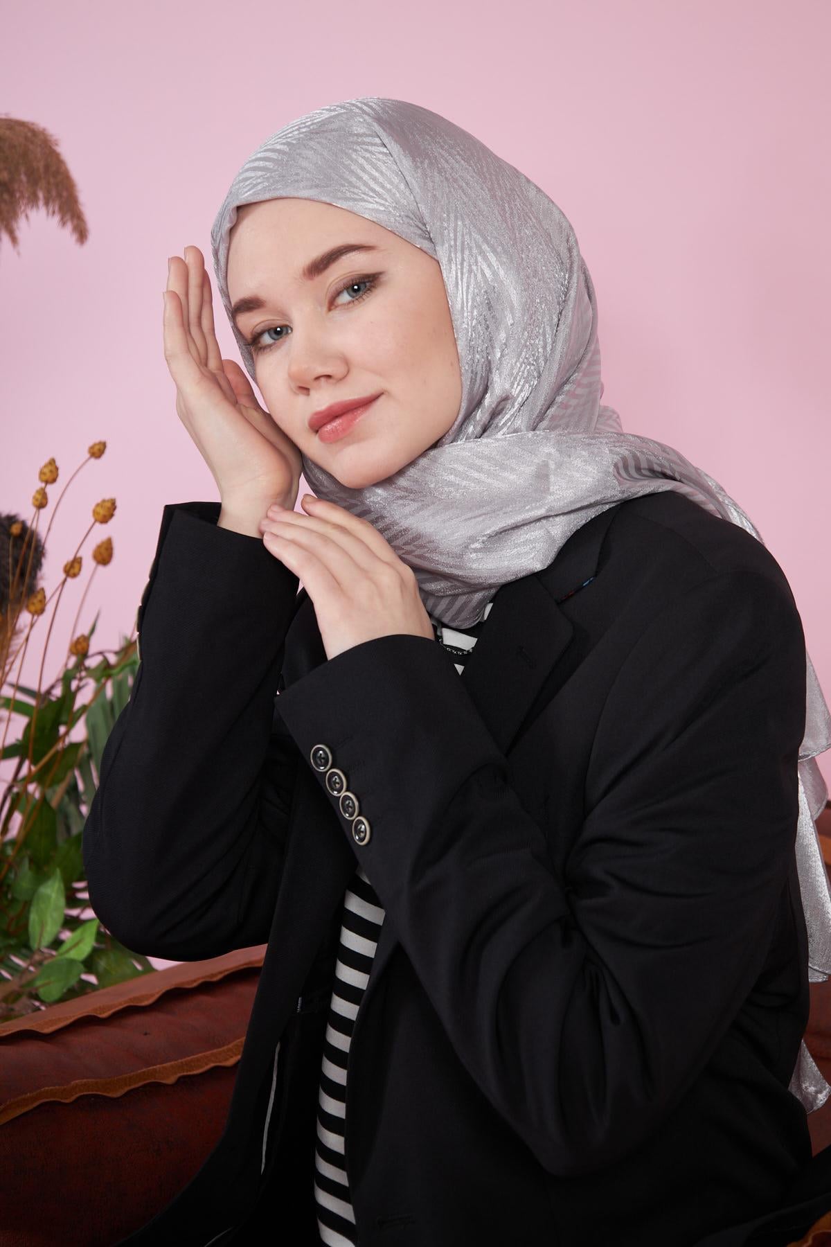 İtalyan İpeksi Jakar Şal Gri