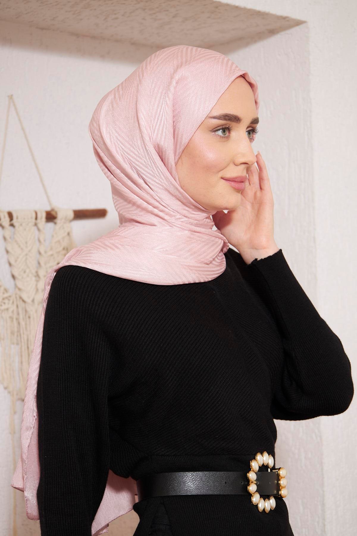 İtalyan İpeksi Jakar Şal Gül Kurusu