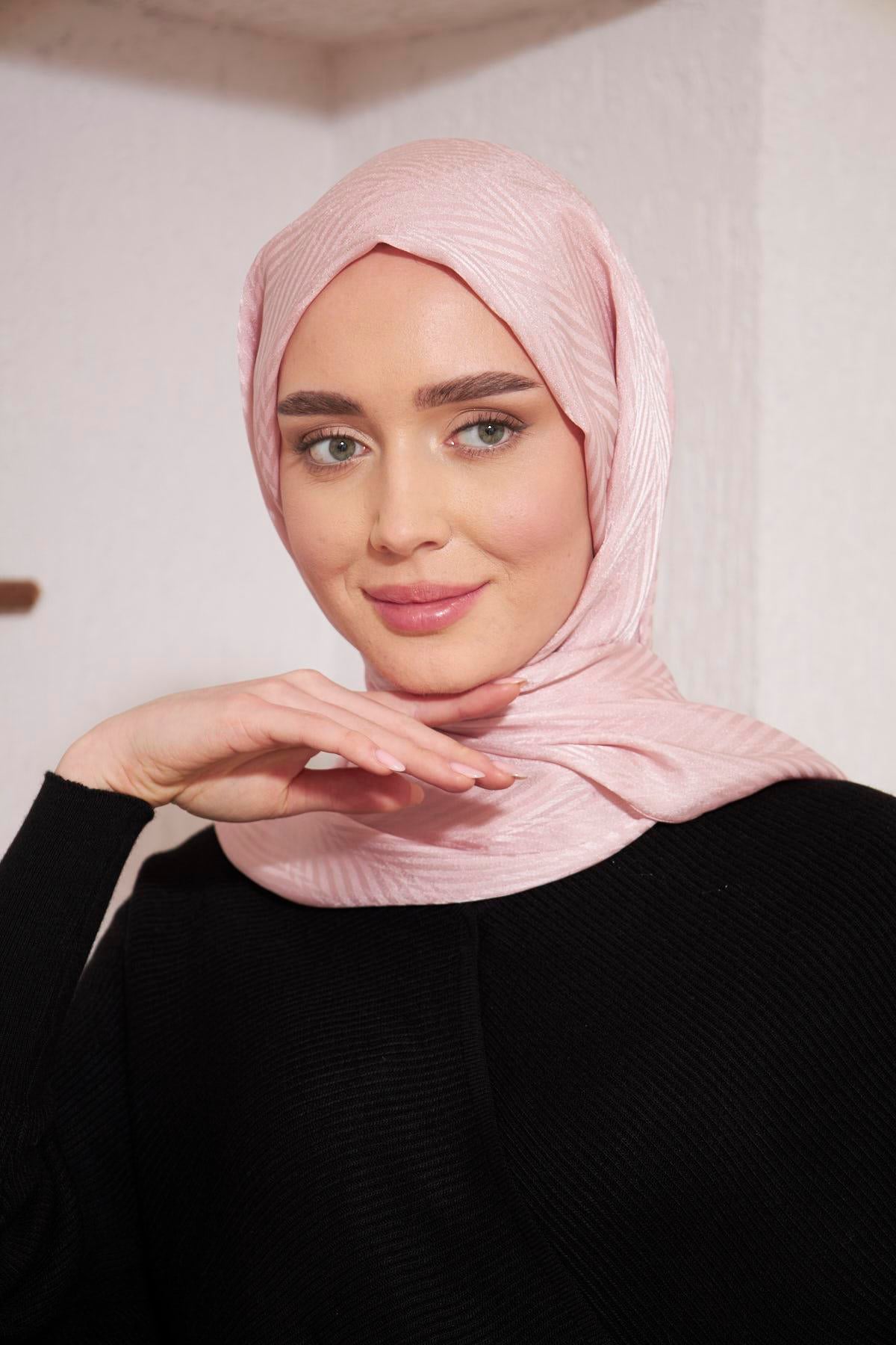 İtalyan İpeksi Jakar Şal Gül Kurusu