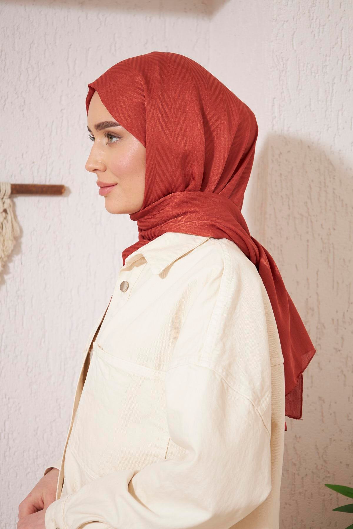 İtalyan İpeksi Jakar Şal Kiremit