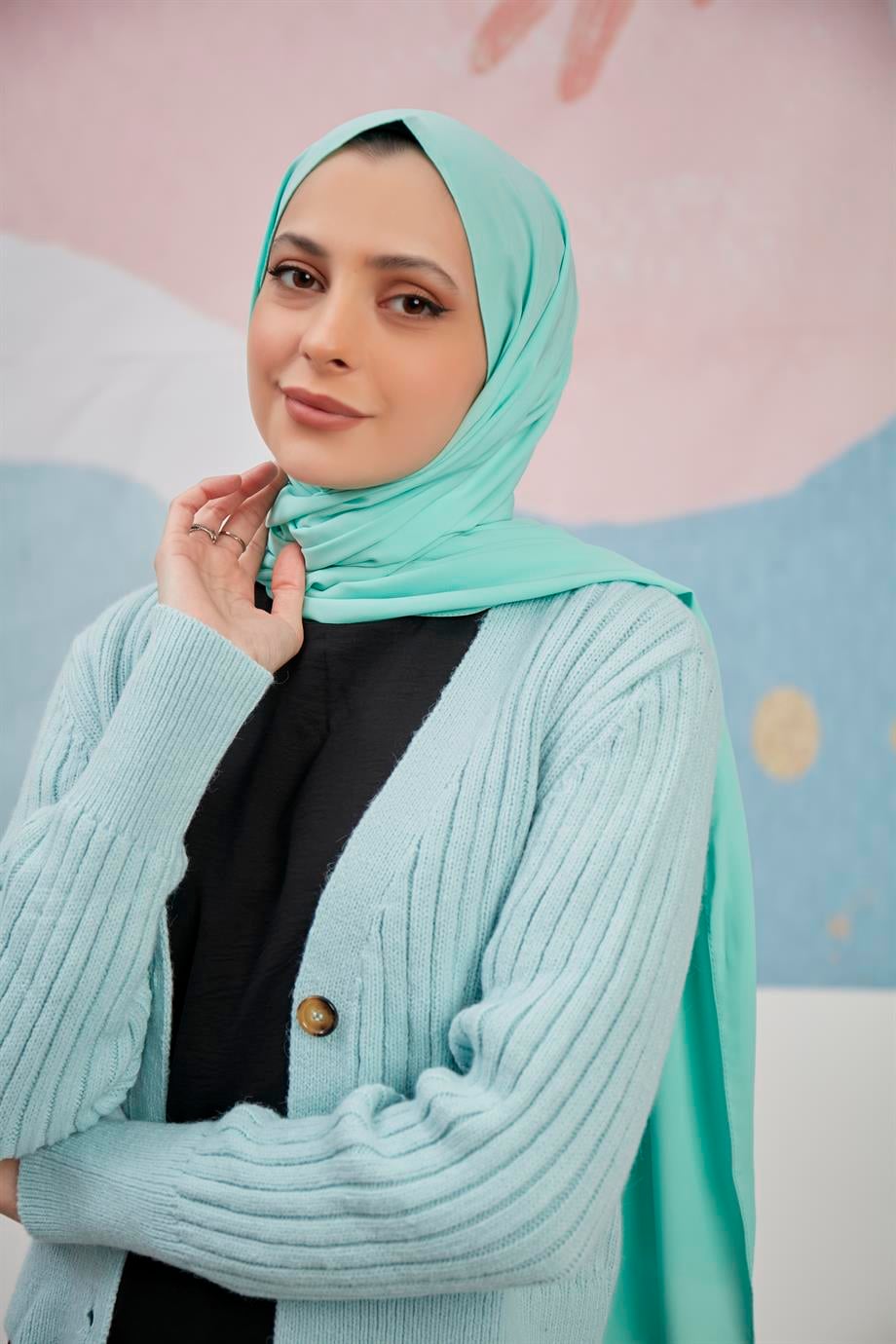 Medine İpeği Şal Su Yeşili