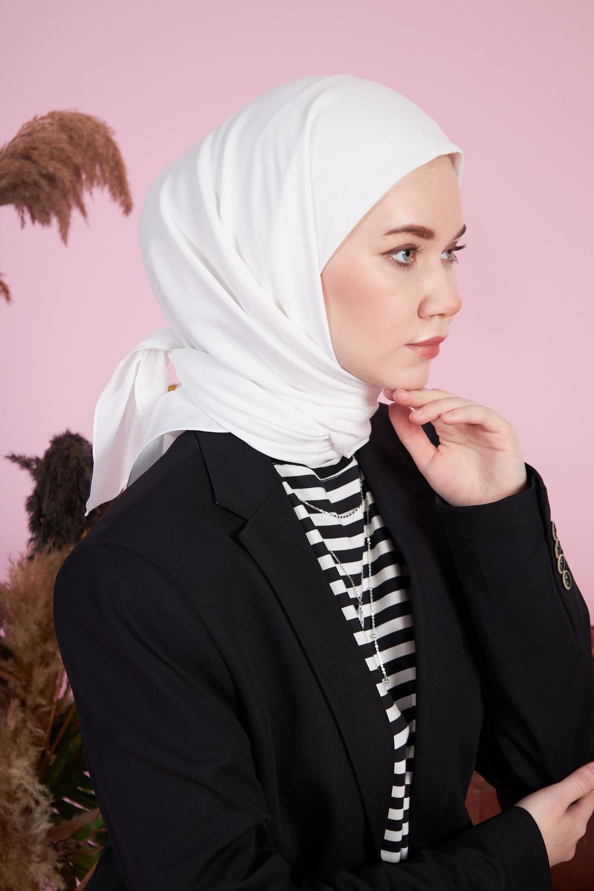 Pamuk Cazz Eşarp Beyaz