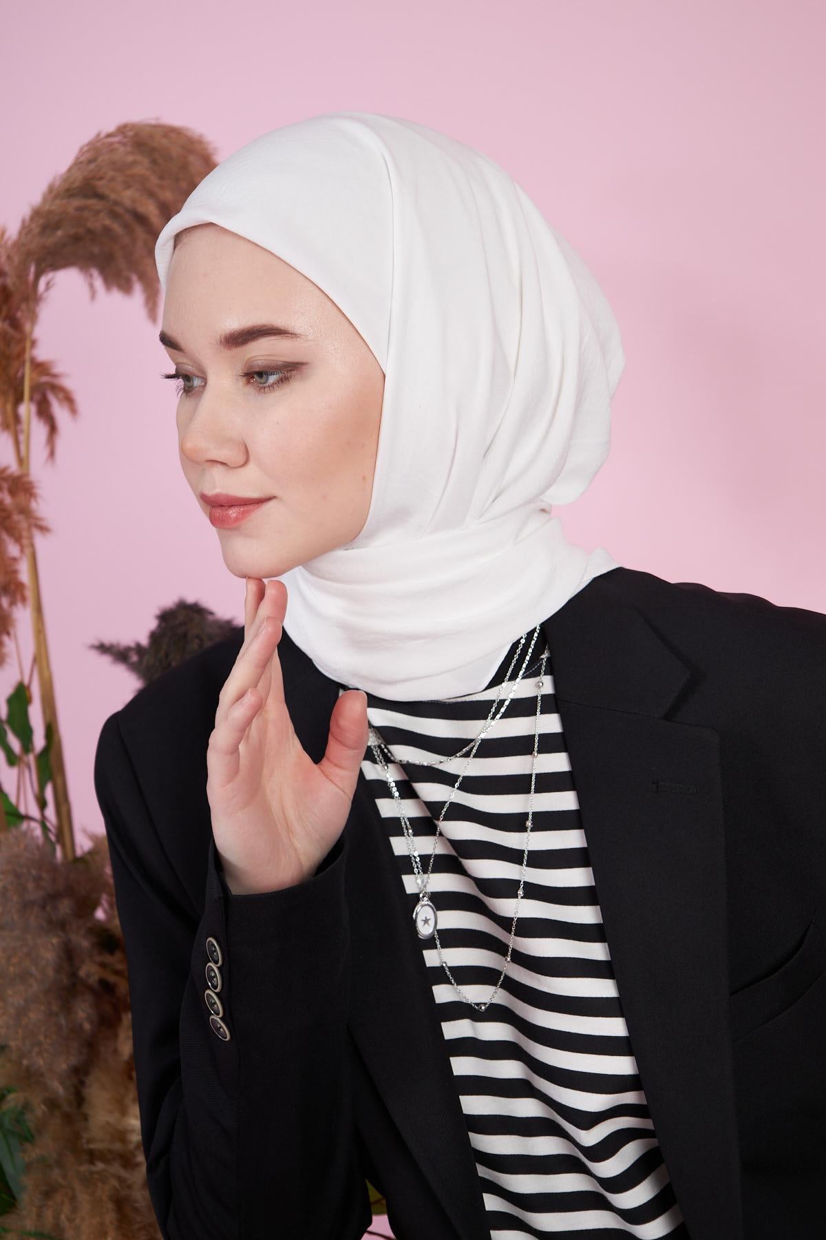 Pamuk Cazz Eşarp Beyaz