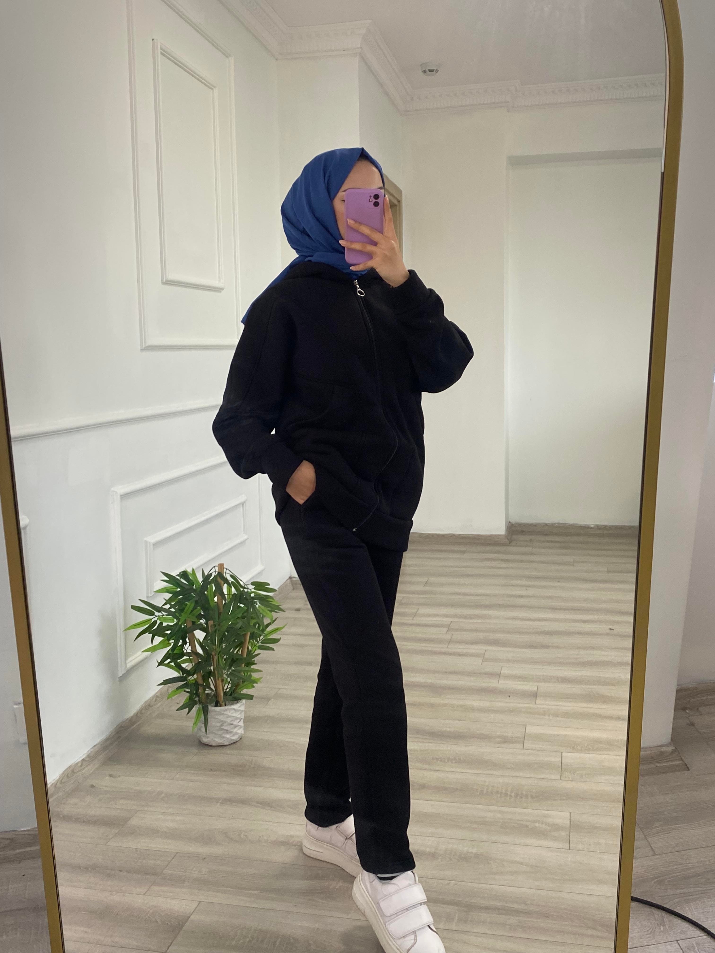 Premium Üç İplik Şardonlu Alt-Üst Takım Siyah