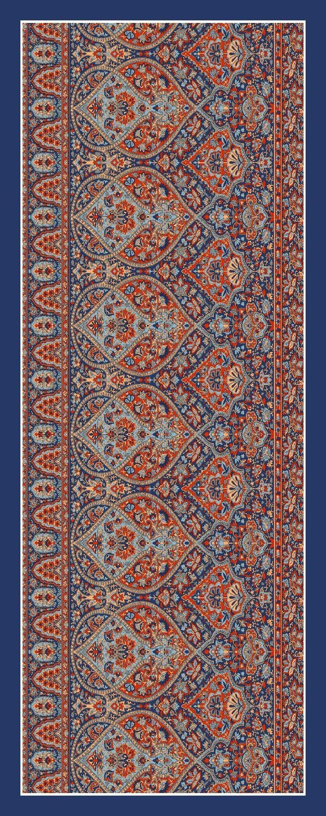 Retro Desen Soft Şal Kot Mavisi