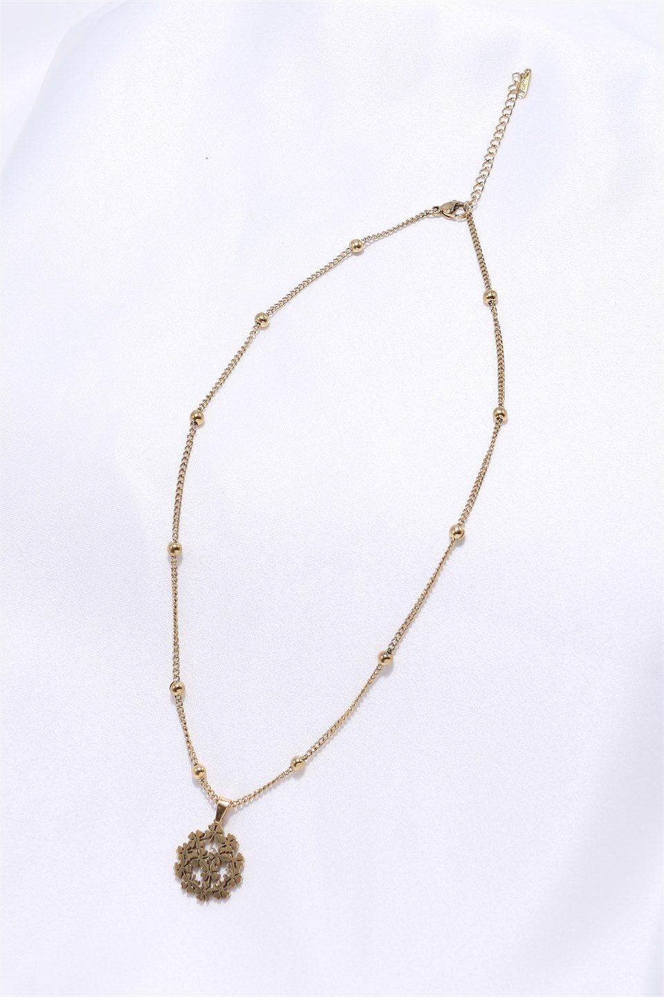 Altın Sarısı Renkli Hayat Ağacı Motifli Çelik Kolye