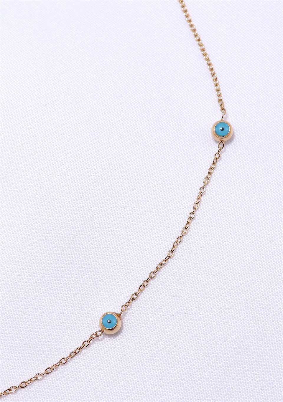 Altın Sarısı Renkli Nazar Boncuk Motifli Çelik Kolye 