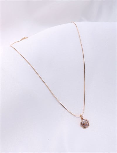 Altın Sarısı Renkli, Renkli Zirkon Taşlı Kolye