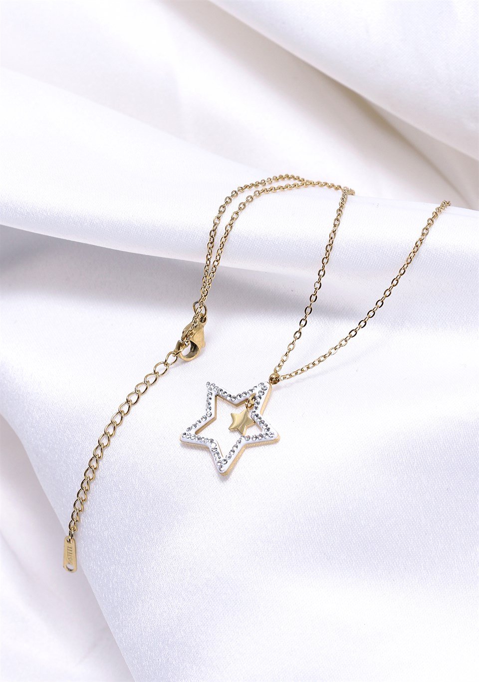 Altın Sarısı Renkli Star Çelik Kolye