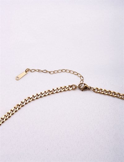 Altın Sarısı Renkli Tek Motifli İnce Zincir Çelik kolye