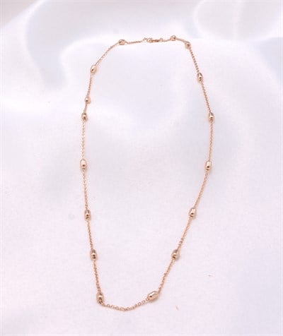 Altın Sarısı Renkli Topçuk Motifli Zincir Kolye