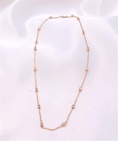 Altın Sarısı Renkli Topçuk Motifli Zincir Kolye