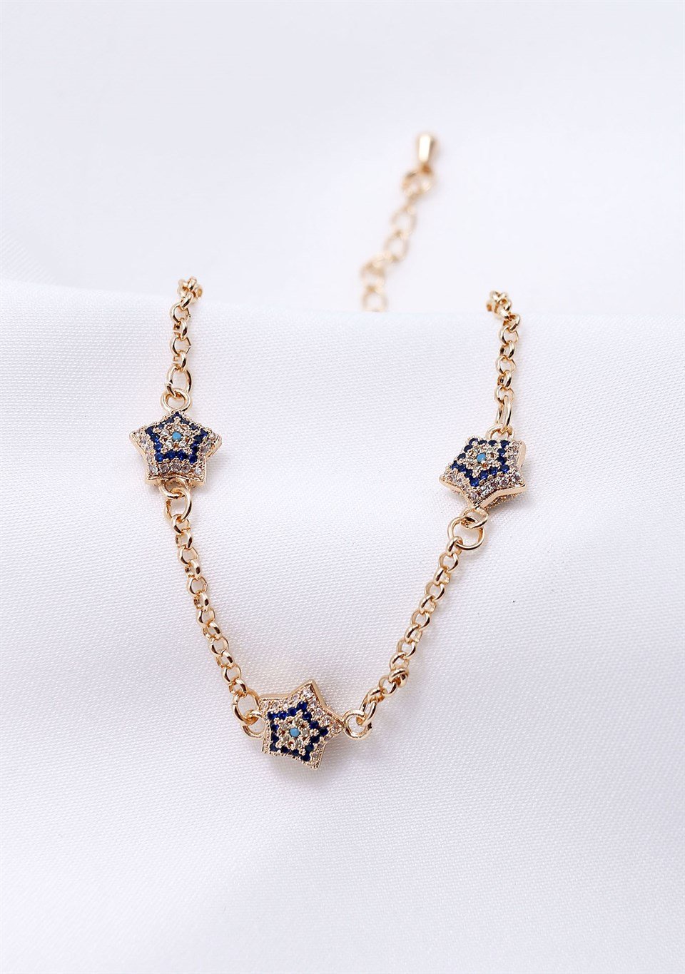 Altın Sarısı Renkli Üç Yıldız Motifli Bileklik