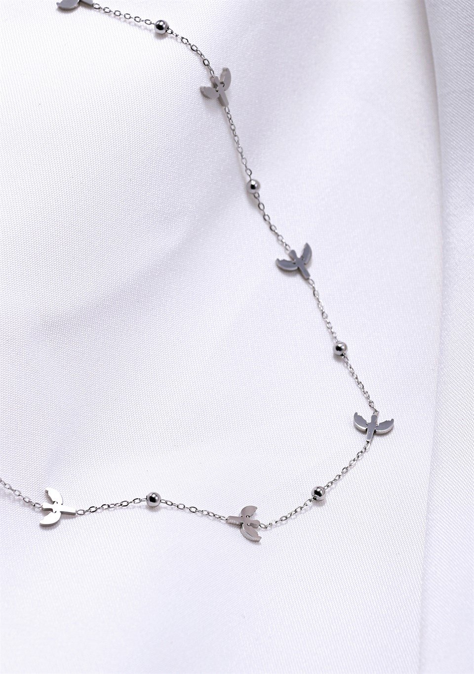 Gümüş Renkli Mikail Kılıcı Motifli Uzun Zincir