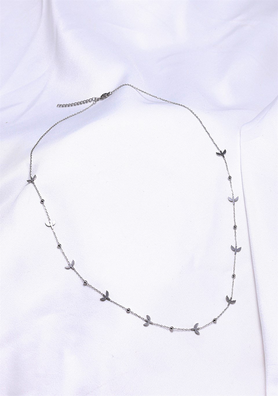 Gümüş Renkli Mikail Kılıcı Motifli Uzun Zincir