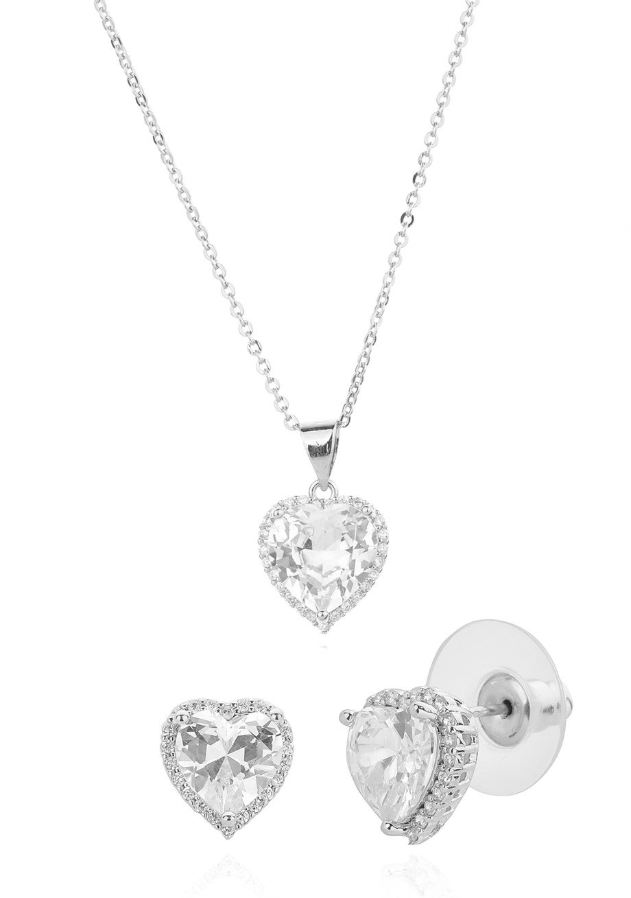 Heart Baget Kolye - Küpe Seti