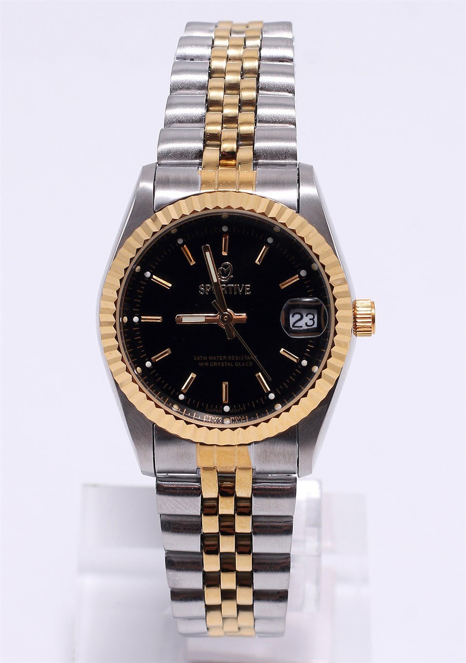 Siyah Kadranlı Altın Sarısı Detaylı Çelik Saat