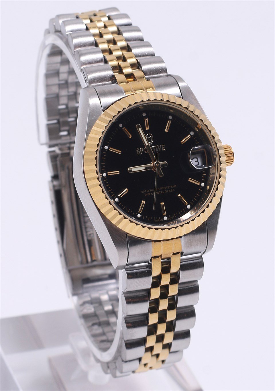Siyah Kadranlı Altın Sarısı Detaylı Çelik Saat