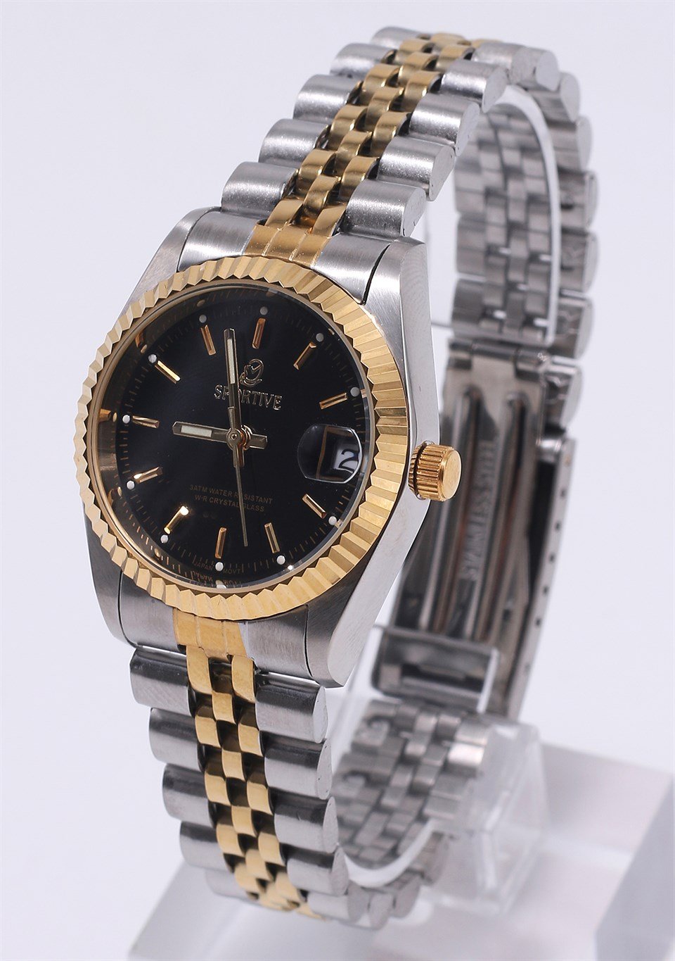 Siyah Kadranlı Altın Sarısı Detaylı Çelik Saat