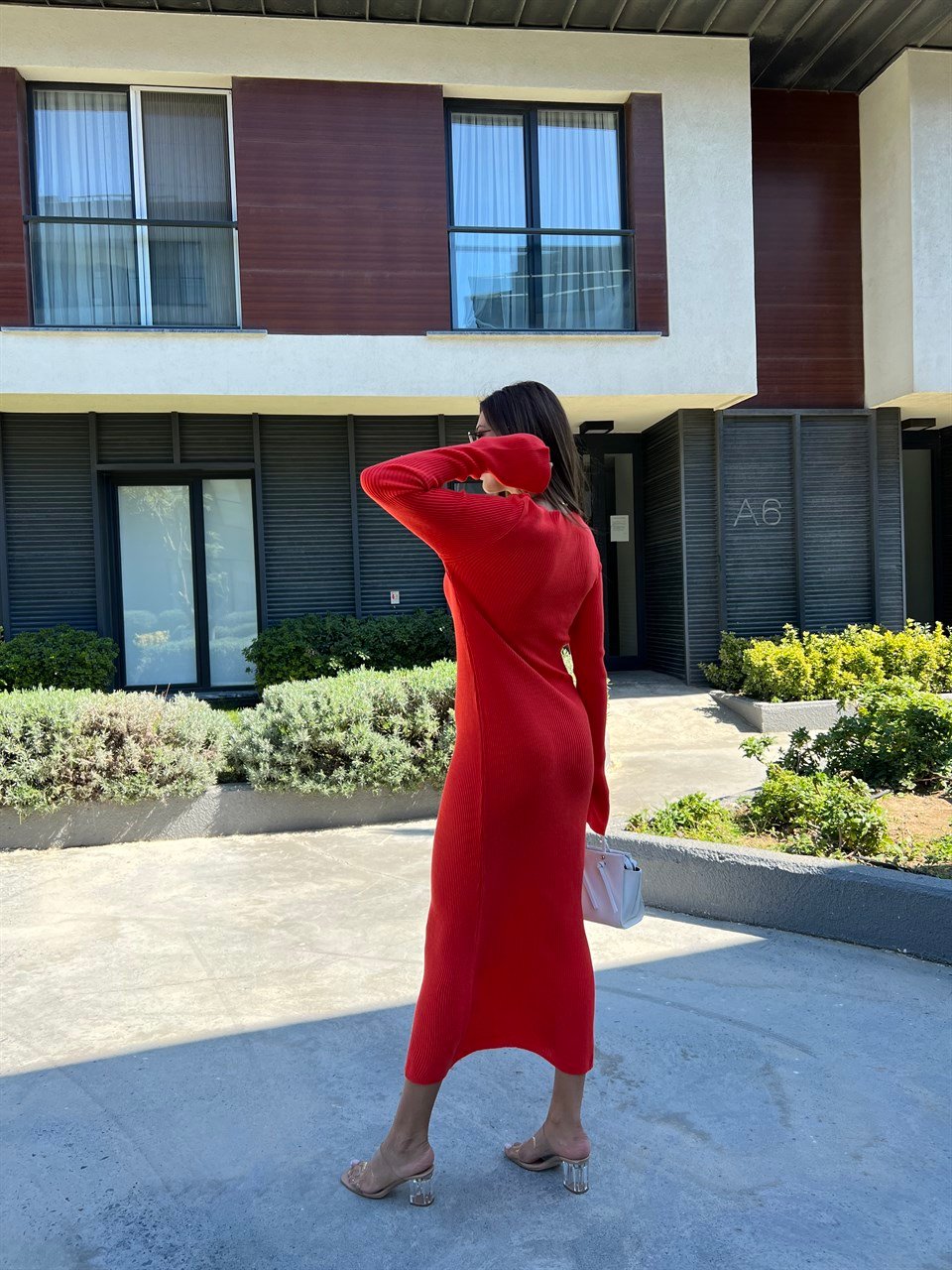  Charlize Nar Çiçeği Triko Elbise