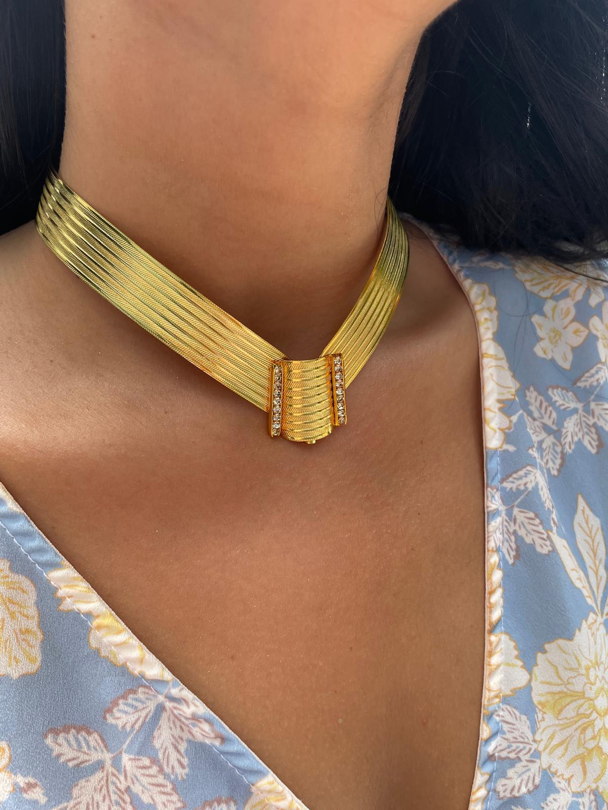 22 Ayar Gold Rengi Choker Kelepçe KolyeKLY3