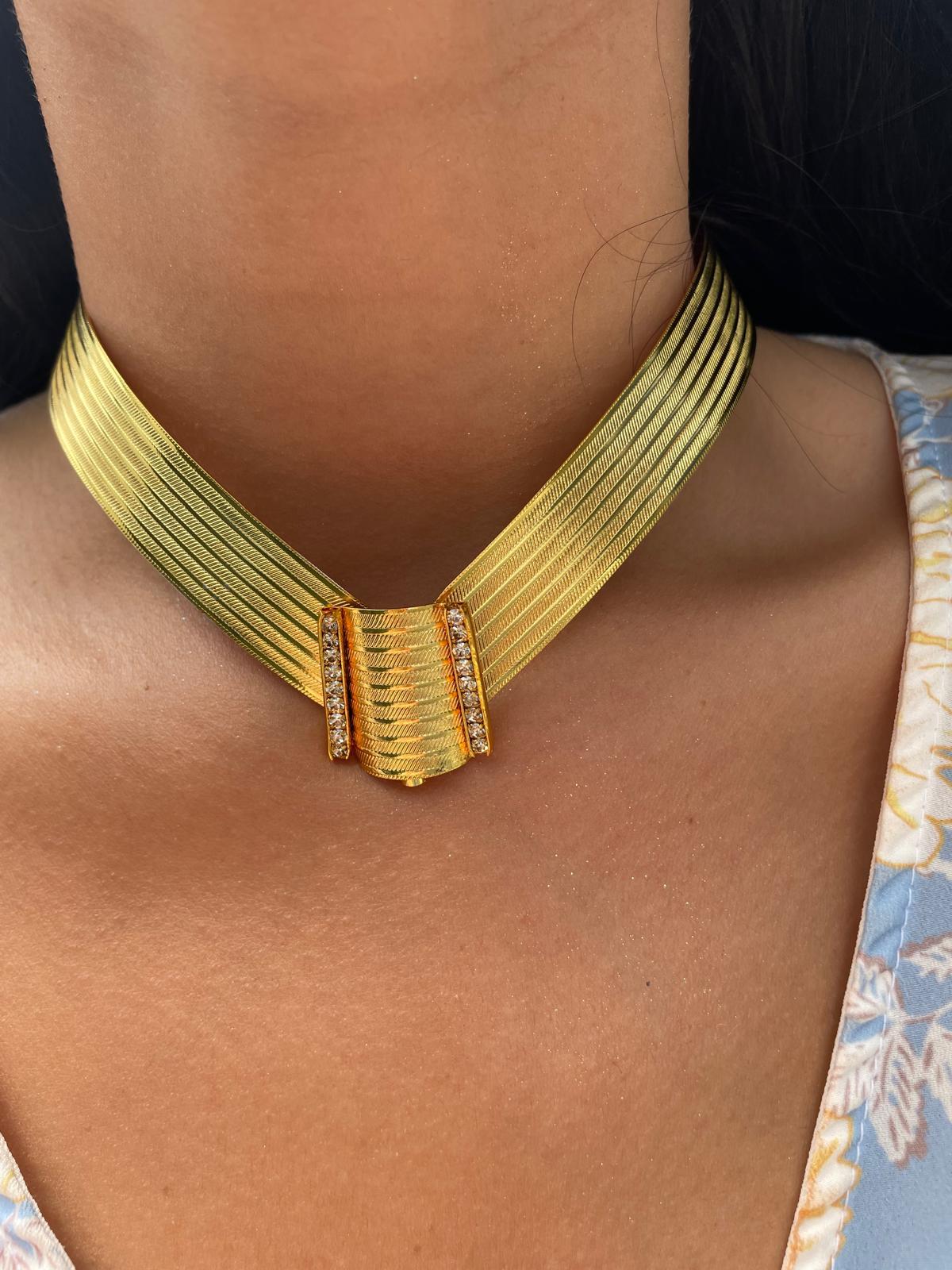 22 Ayar Gold Rengi Choker Kelepçe KolyeKLY3