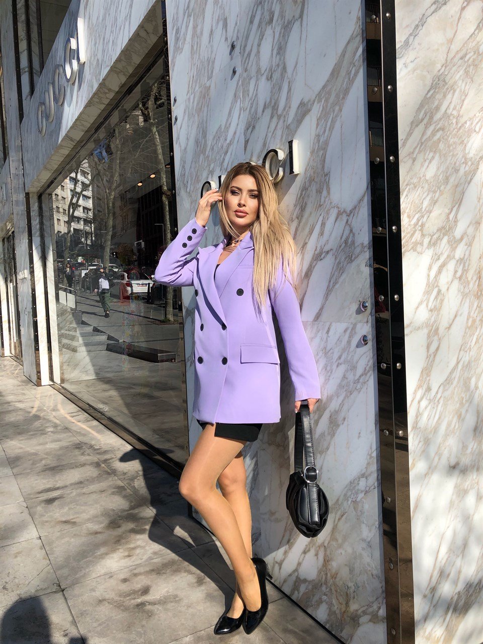6 Düğme Lila Blazer 