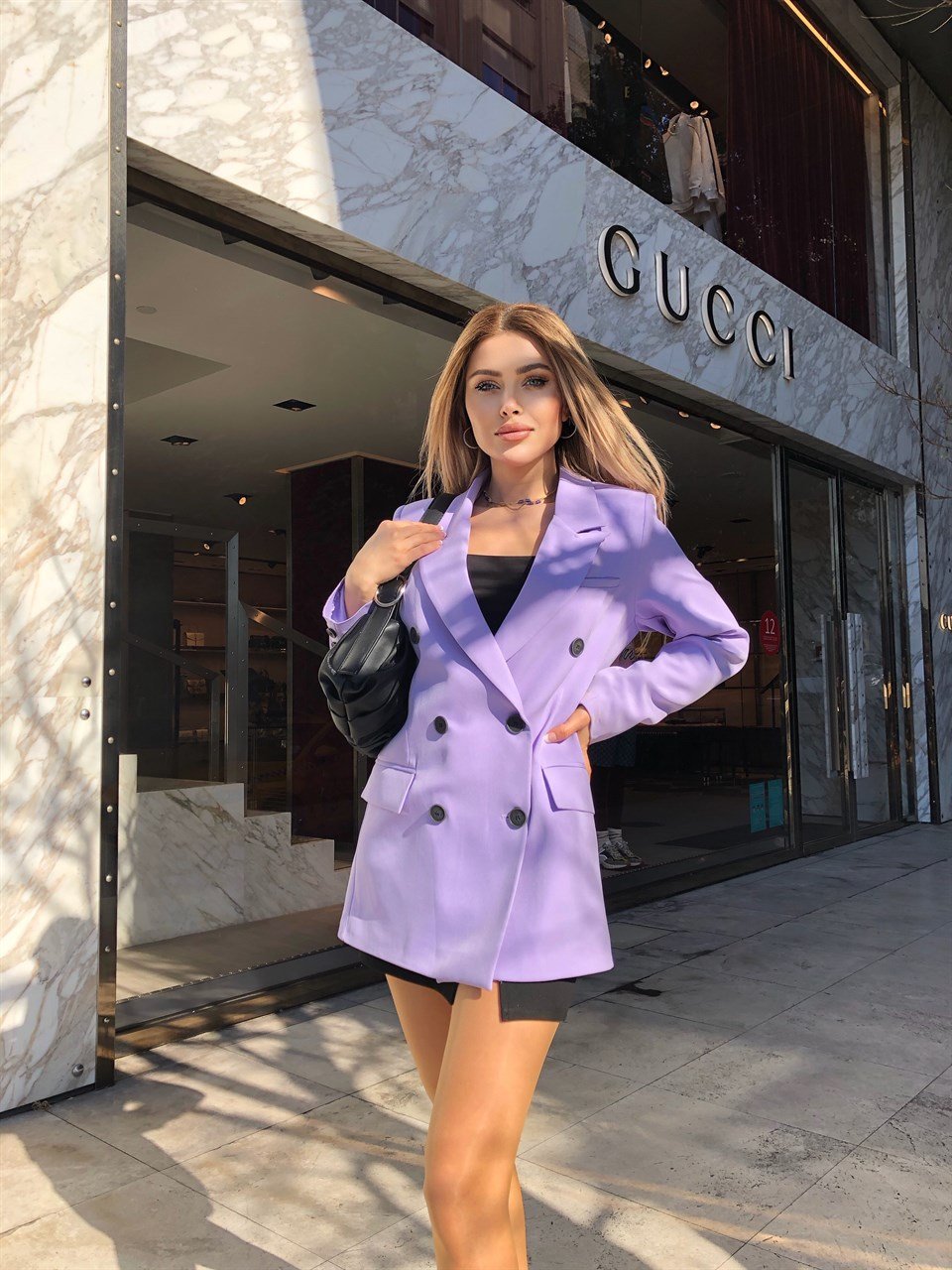6 Düğme Lila Blazer 