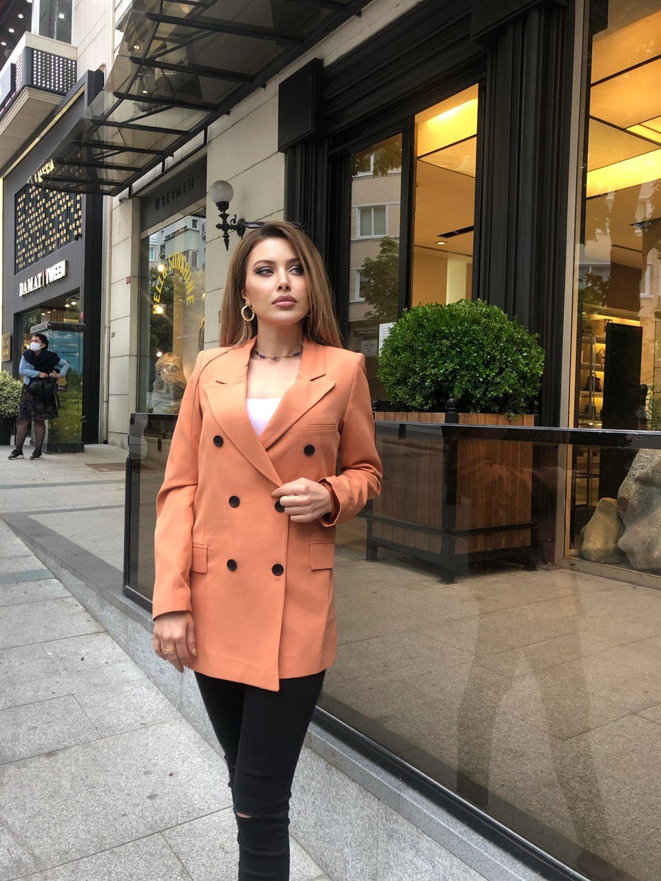 6 Düğmeli Somon Blazer Ceket