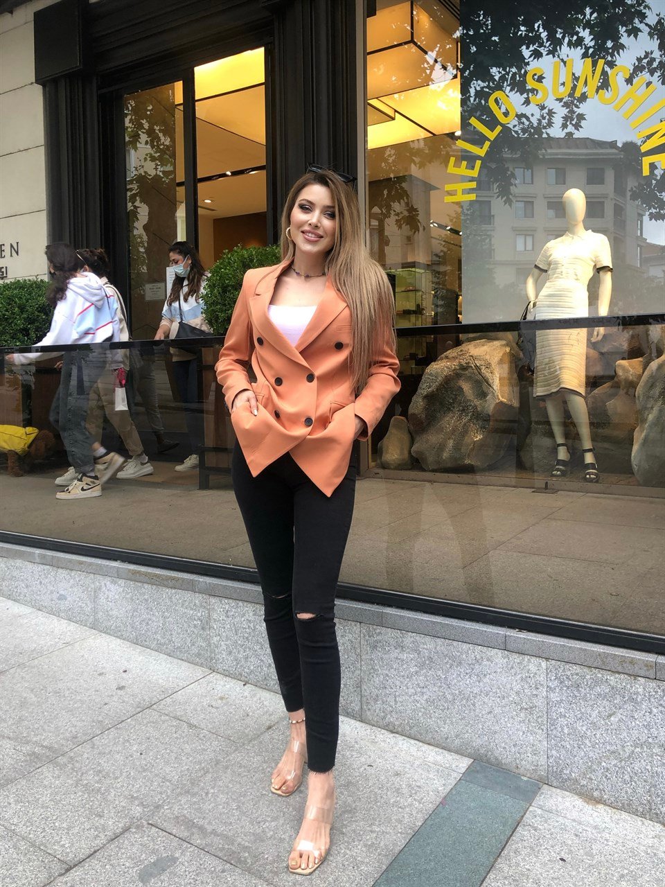 6 Düğmeli Somon Blazer Ceket