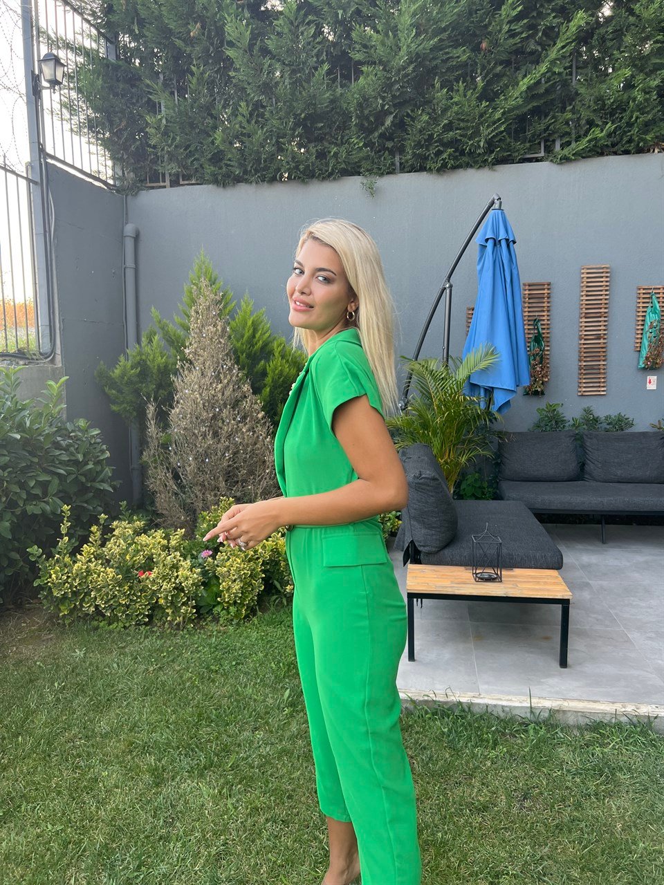 Addison Kemerli Çam Yeşili Tulum