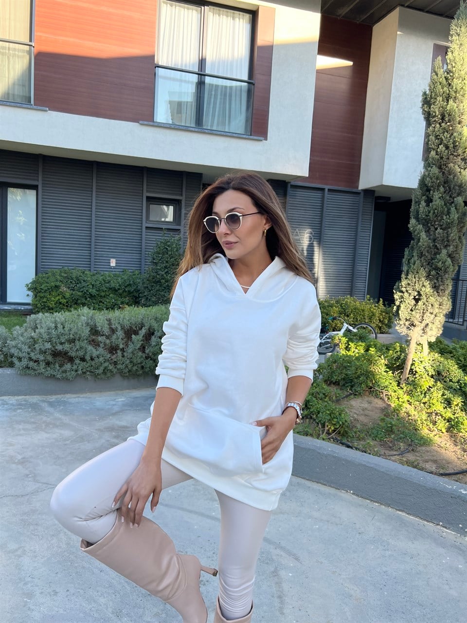 Alyce Kapüşonlu Beyaz Sweatshirts