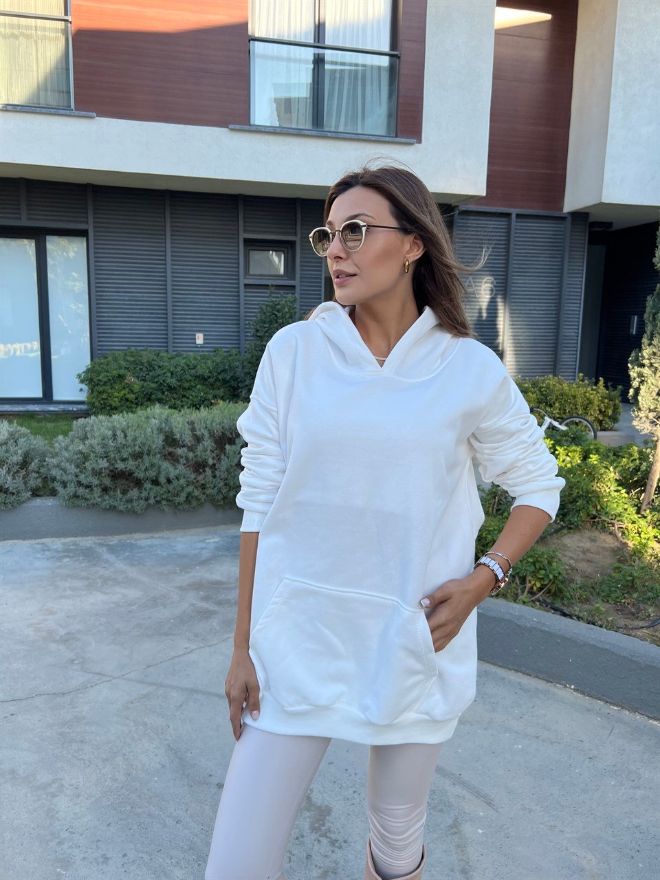 Alyce Kapüşonlu Beyaz Sweatshirts